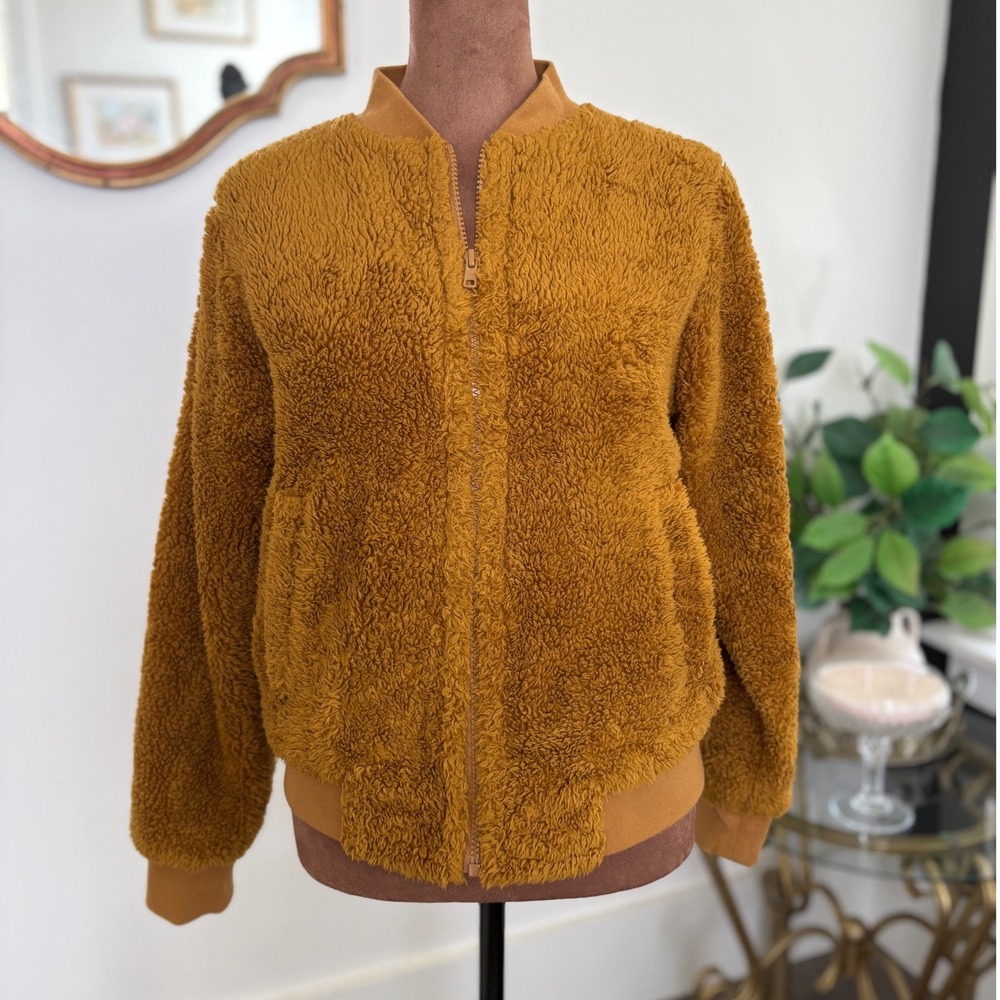 J.Crew Mercantile XS Teddy Bomber Jacket Full Zip Cozy Fleece Fall‎ Autumn